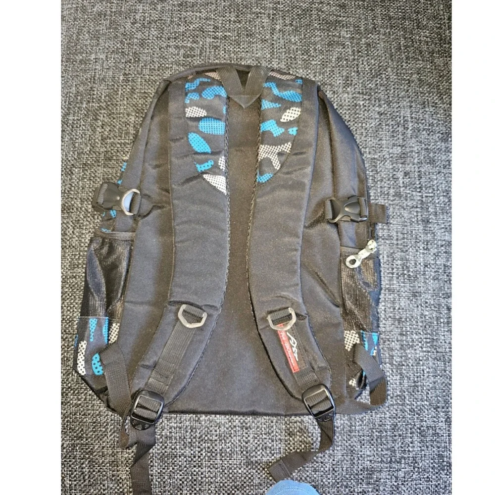 Jiebo Sport Backpack Unisex Large Black Blue Flame Graphic School Gym
